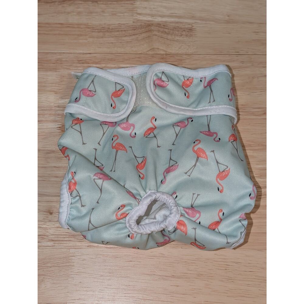 Pet Magasin Super Absorbent Washable Reusable Flamingo Patterned Dog Diaper SZ M